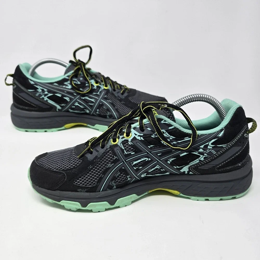 Asics Gel-Venture 6 Womens 9 Trail Running Shoes Black Carbon Neon T7G6N